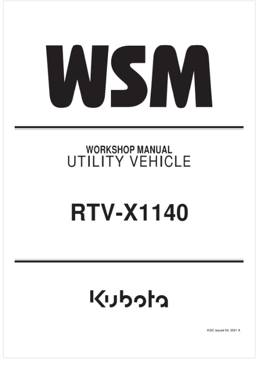 Kubota RTV-X1140 Utility Vehicle Workshop Manual
