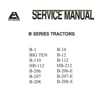 Allis Chalmers B10 Garden Tractor Service Manual
