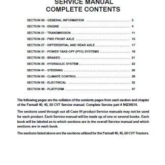 Case IH Farmall 40, 45, 50 CVT Tractor Service Repair Manual