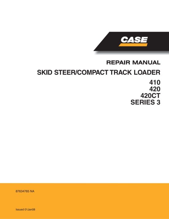 Case 410, 420, 420ct Tier 3 Skid Steer Loader Service Manual