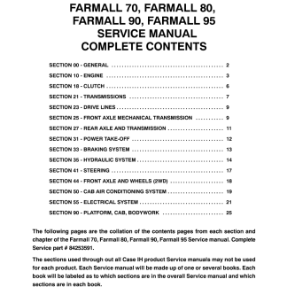 Case IH Farmall 70, 80 ,90 ,95 Tractors Service Manual