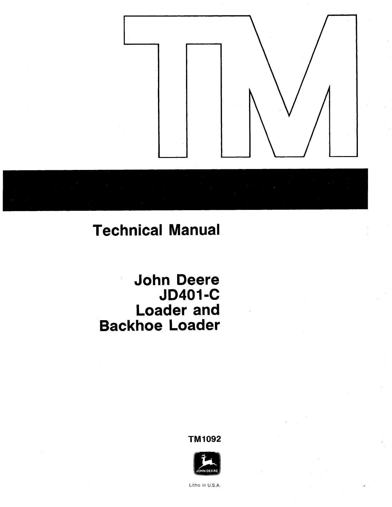 John Deere JD401-C Loader And Backhoe Loader Technical Manual