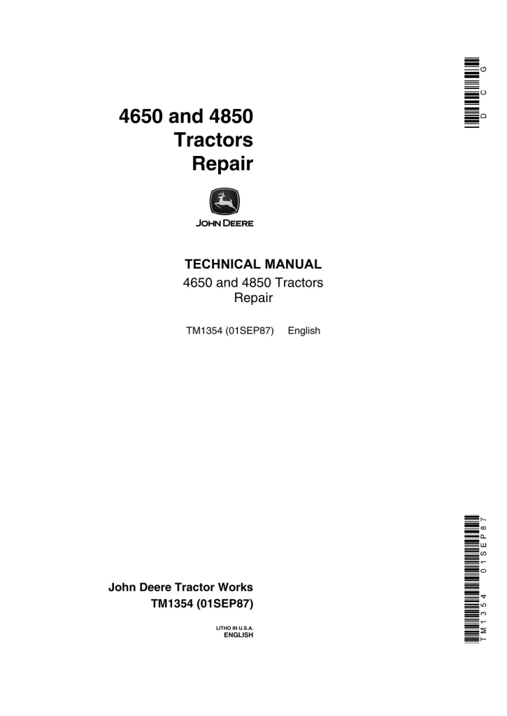 John Deere 4650, 4850 Tractors Technical Manual