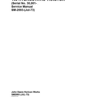 John Deere 140 Hydrostatic Tractor Service Manual