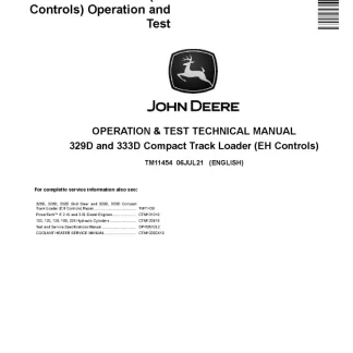 John Deere 329D and 333D Skid Steer Loader (EH Controls) Operation and Test Technical Manual
