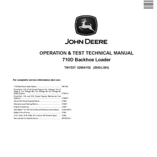 John Deere 710D Backhoe Loader Operation and Test Technical Manual