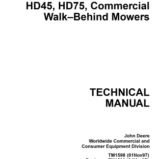 John Deere GS25, GS30, GS45, GS75, HD45, HD75 Commercial Walk-Behind Mowers Technical Manual