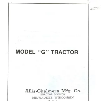 Allis Chalmers G Tractor Service Manual