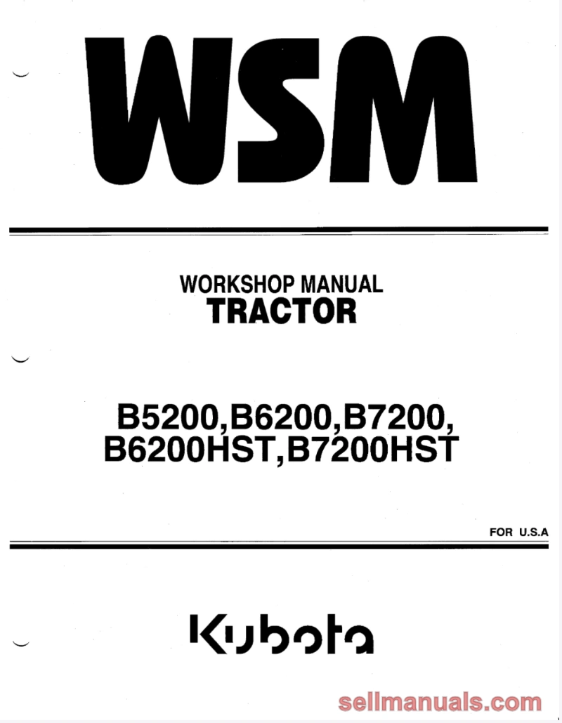 Kubota B5200 B6200 B7200 Tractor Workshop Manual
