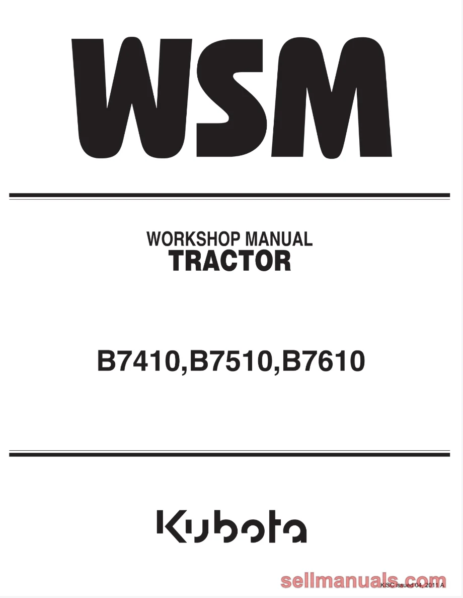 Kubota B7410, B7510, B7610 Tractor Workshop Manual