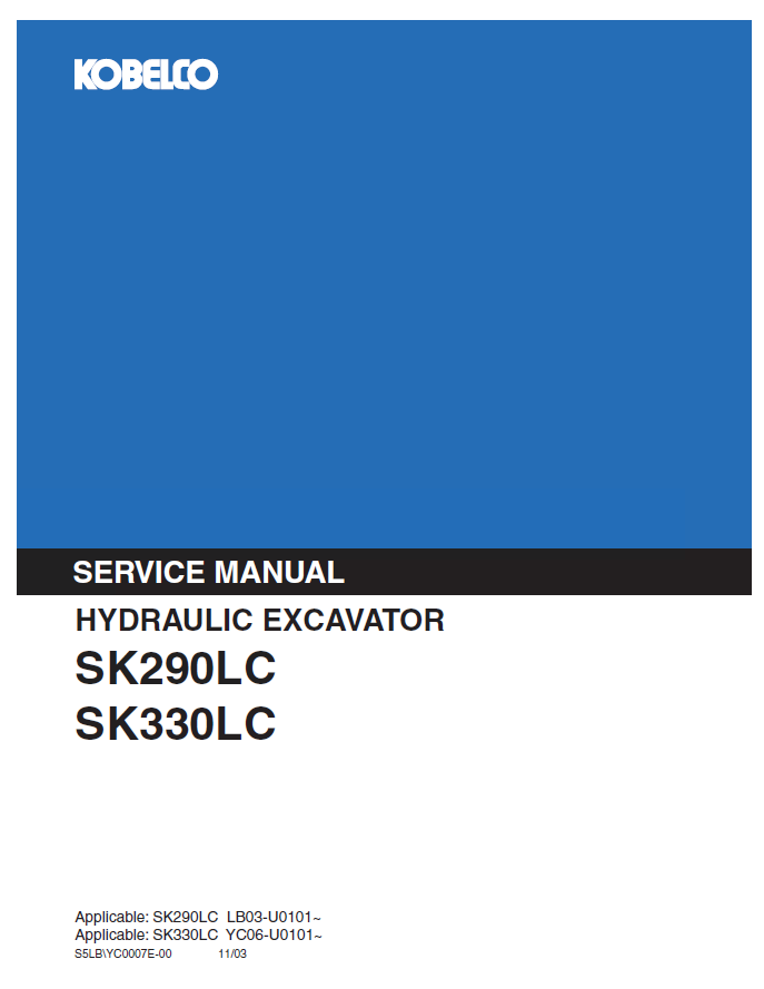 Kobelco SK330LC, SK290LC Crawler Excavator Service Manual