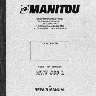 Manitou MHT 860 L Service Repair Manual