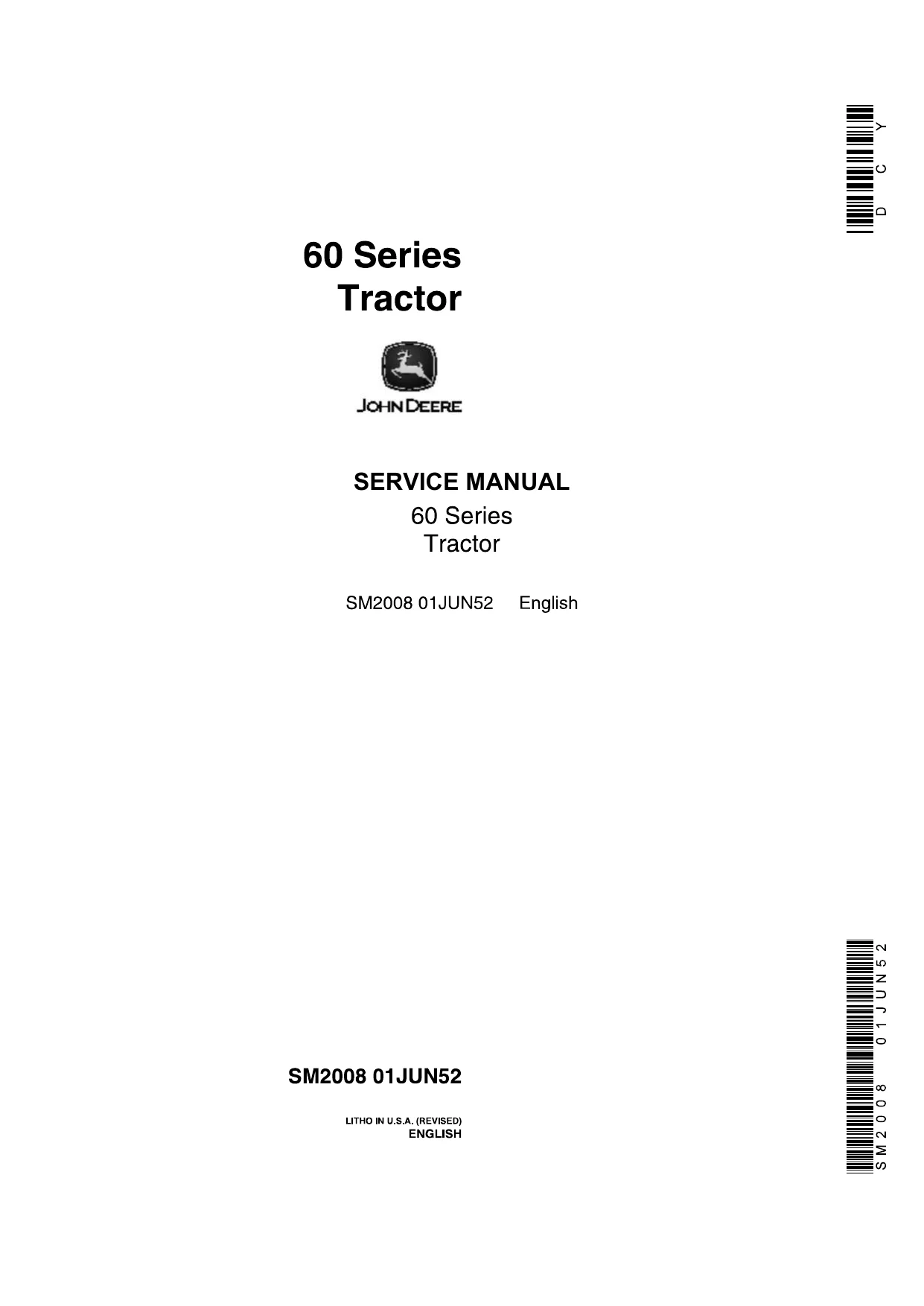 John Deere 60 Series Tractor Service Manual