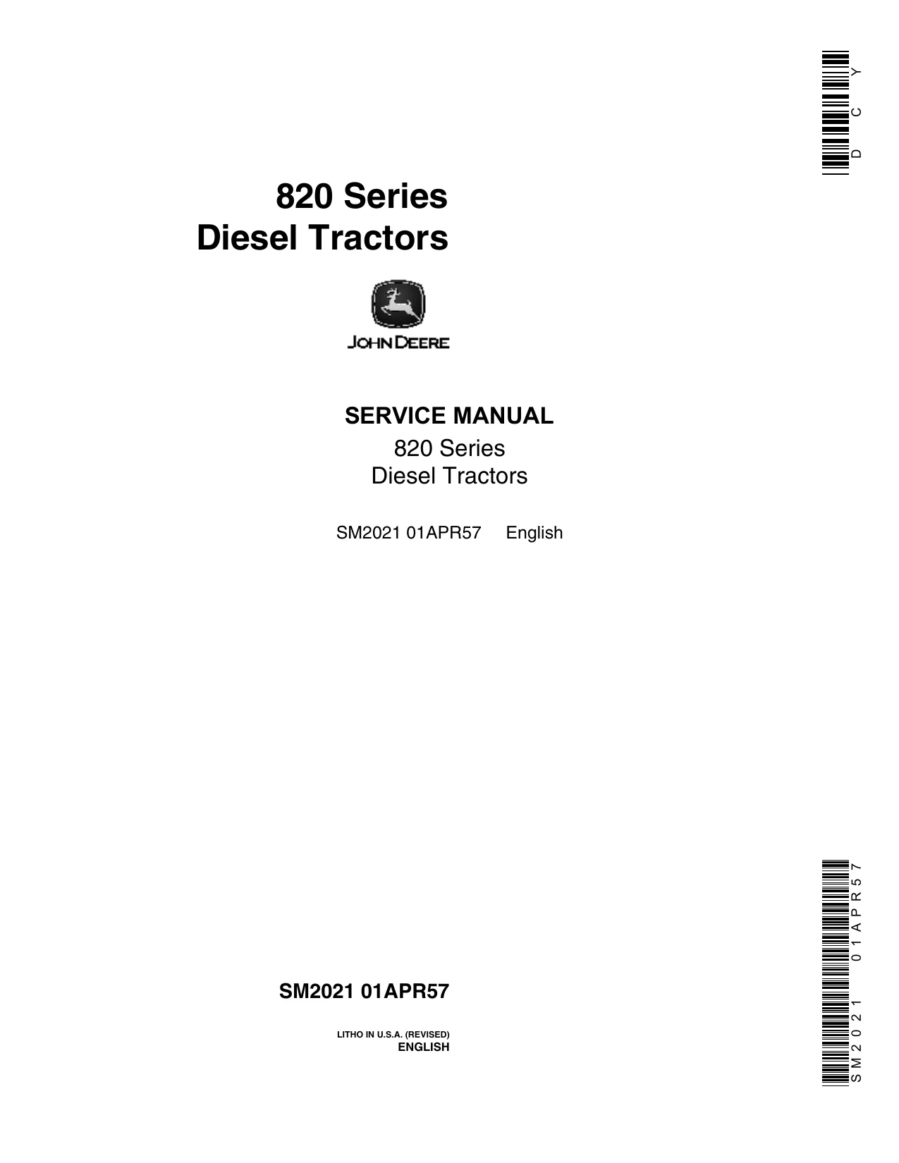 John Deere 820 Series Diesel Tractors Service Manual