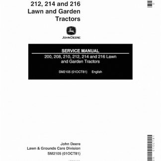 John Deere 200, 208, 210, 212, 214, 216 Lawn and Garden Tractors Service Manual