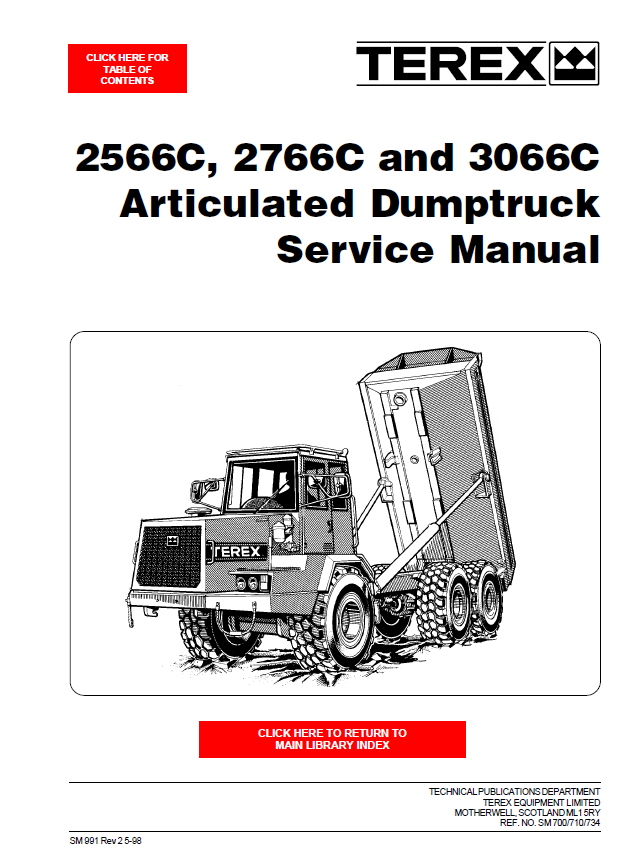 Terex 2566C, 2766C and 3066C Articulated Dumptruck Service Manual