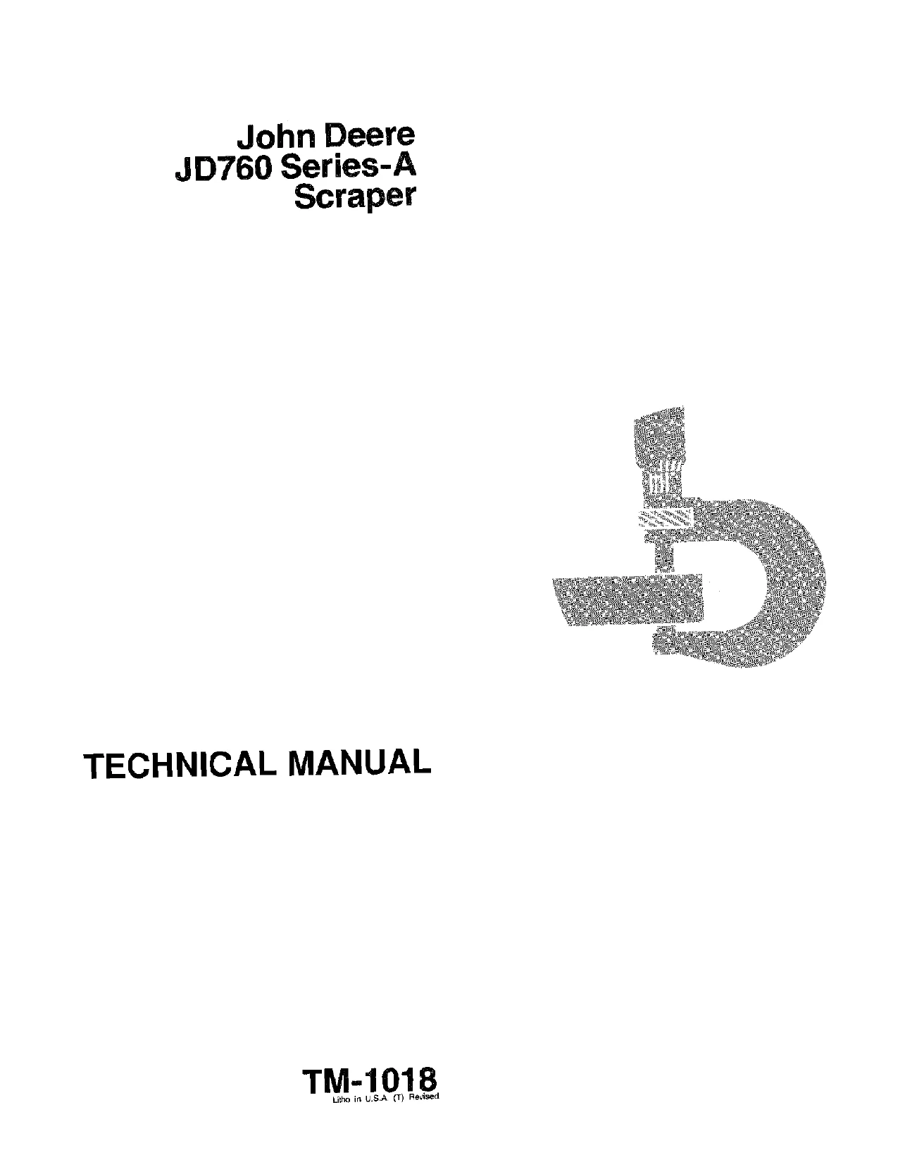John Deere JD760 Series-A Scraper Technical Manual