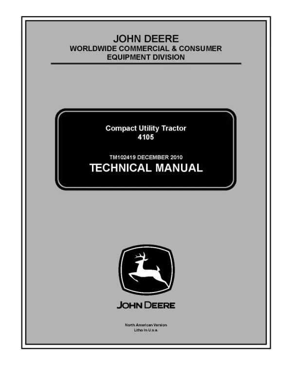 John Deere 4105 Compact Utility Tractor Technical Manual