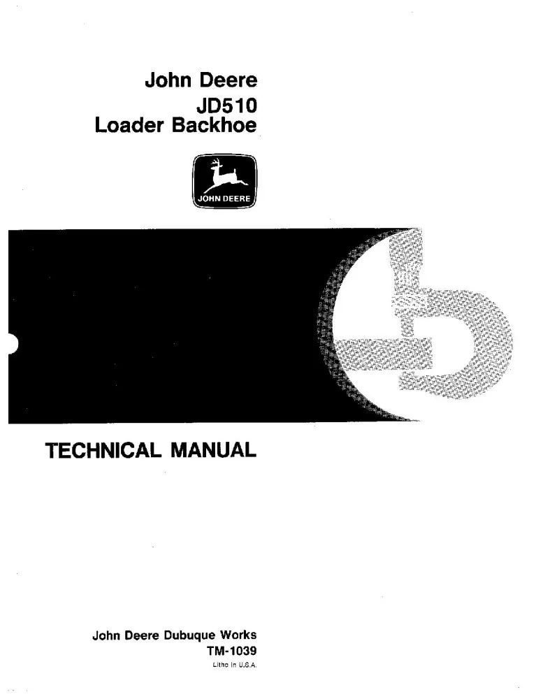 John Deere JD510 Loader Backhoe Technical Manual