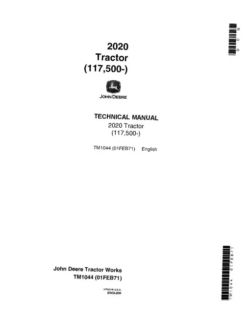 John Deere 2020 Tractor Technical Manual