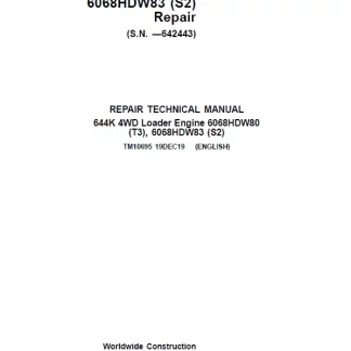 John Deere 644K 4WD Loader Engine 6068HDW80 (T3), 6068HDW83 (S2) Technical Manual