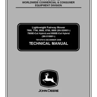 John Deere 7500, 7700, 8500, 8700, 8800, 7500E-Cut Hybrid, 8500E-Cut Hybrid Lightweight Fairway Mower Technical Manual