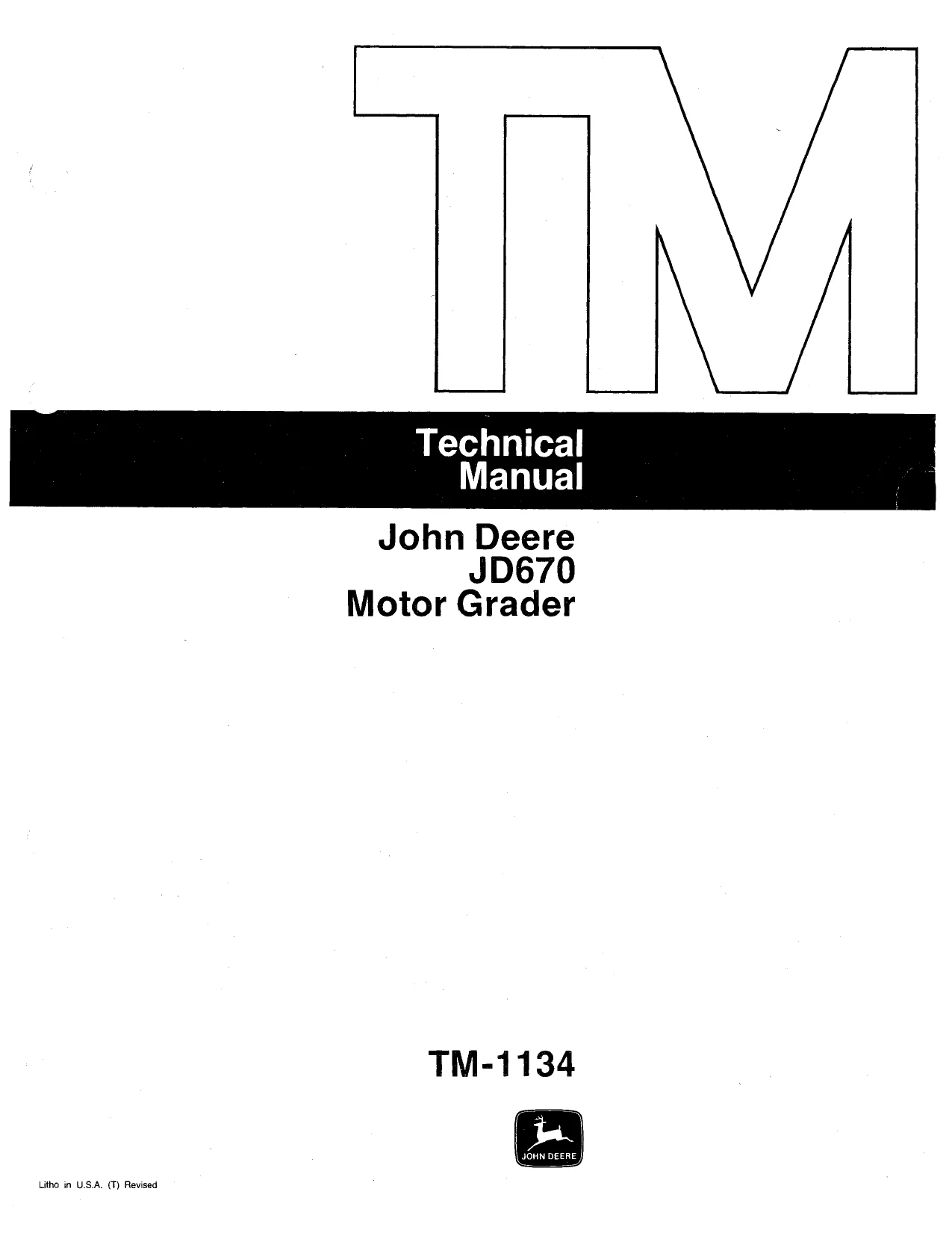 John Deere JD670 Motor Grader Technical Manual