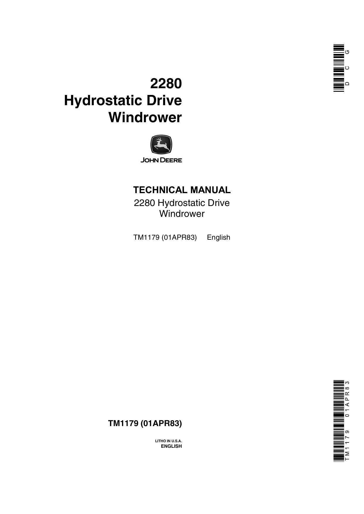 John Deere 2280 Hydrostatic Drive Windrower Technical Manual
