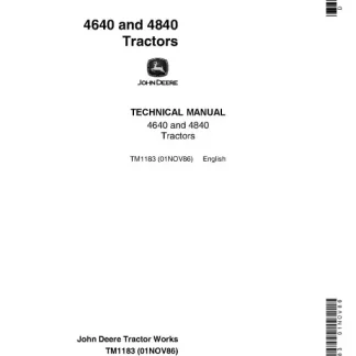 John Deere 4640, 4840 Tractors Technical Manual