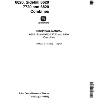 John Deere 6620, Sidehill 6620,7720, 8820 Combines Technical Manual