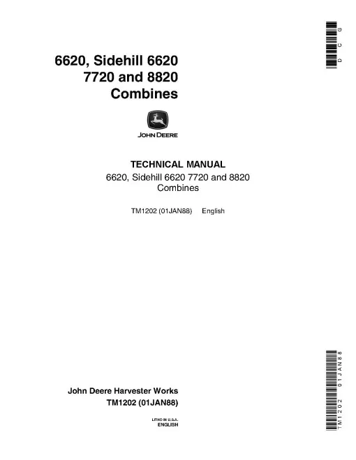 John Deere 6620, Sidehill 6620,7720, 8820 Combines Technical Manual