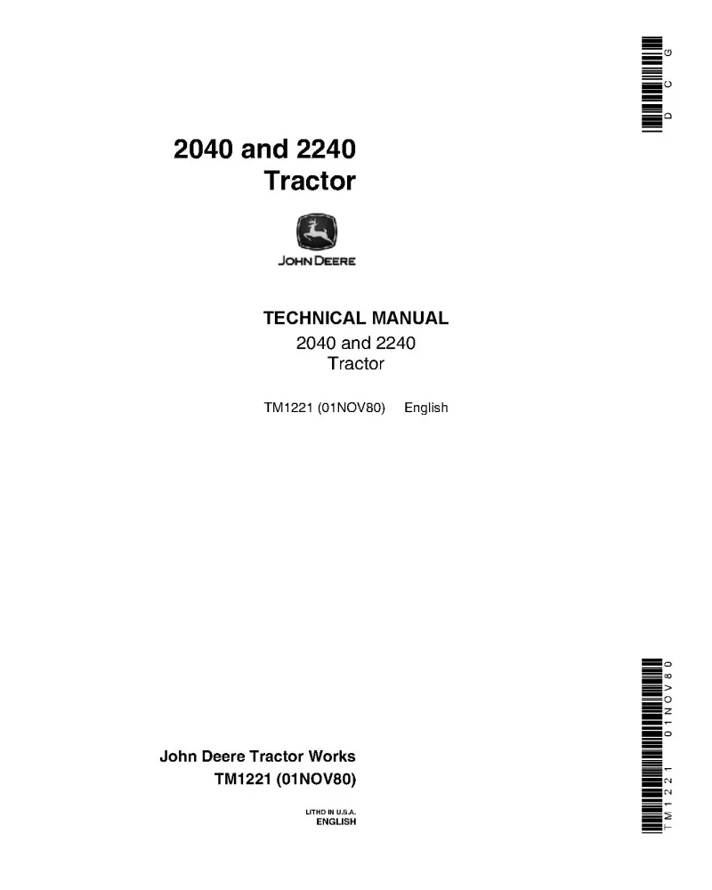 John Deere 2040, 2240 Tractor Technical Manual
