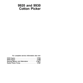 John Deere 9920, 9930 Cotton Picker Technical Manual