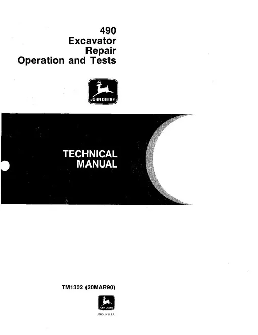 John Deere 490 Excavator Repair, Operation and Tests Technical Manual