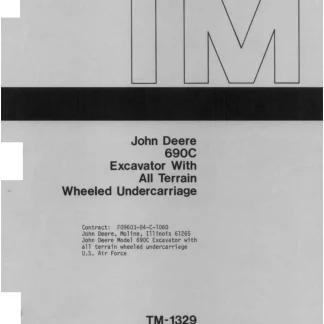 John Deere 690C Excavator With All Terrain Wheeled Undercarriage Technical Manual