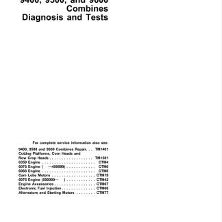 John Deere 9400, 9500, 9600 Combines Diagnosis and Tests Technical Manual