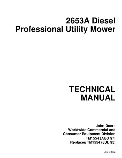 John Deere 2653A Diesel Professional Utility Mower Technical Manual