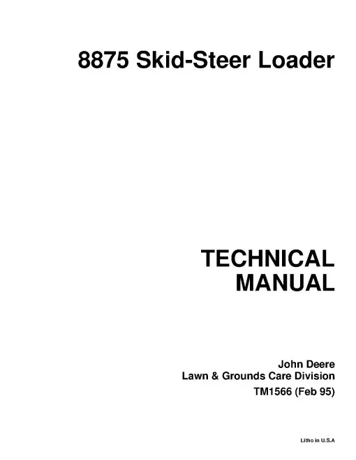 John Deere 8875 Skid Steer Loader Technical Manual