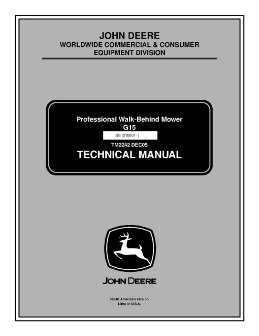 John Deere G15 Professional Walk-Behind Mower Technical Manual