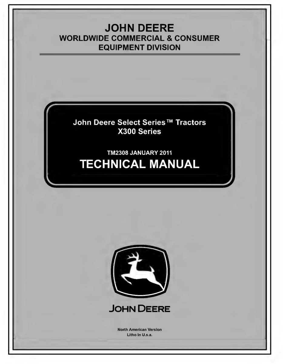 John Deere X300 Select Series Tractors Technical Manual