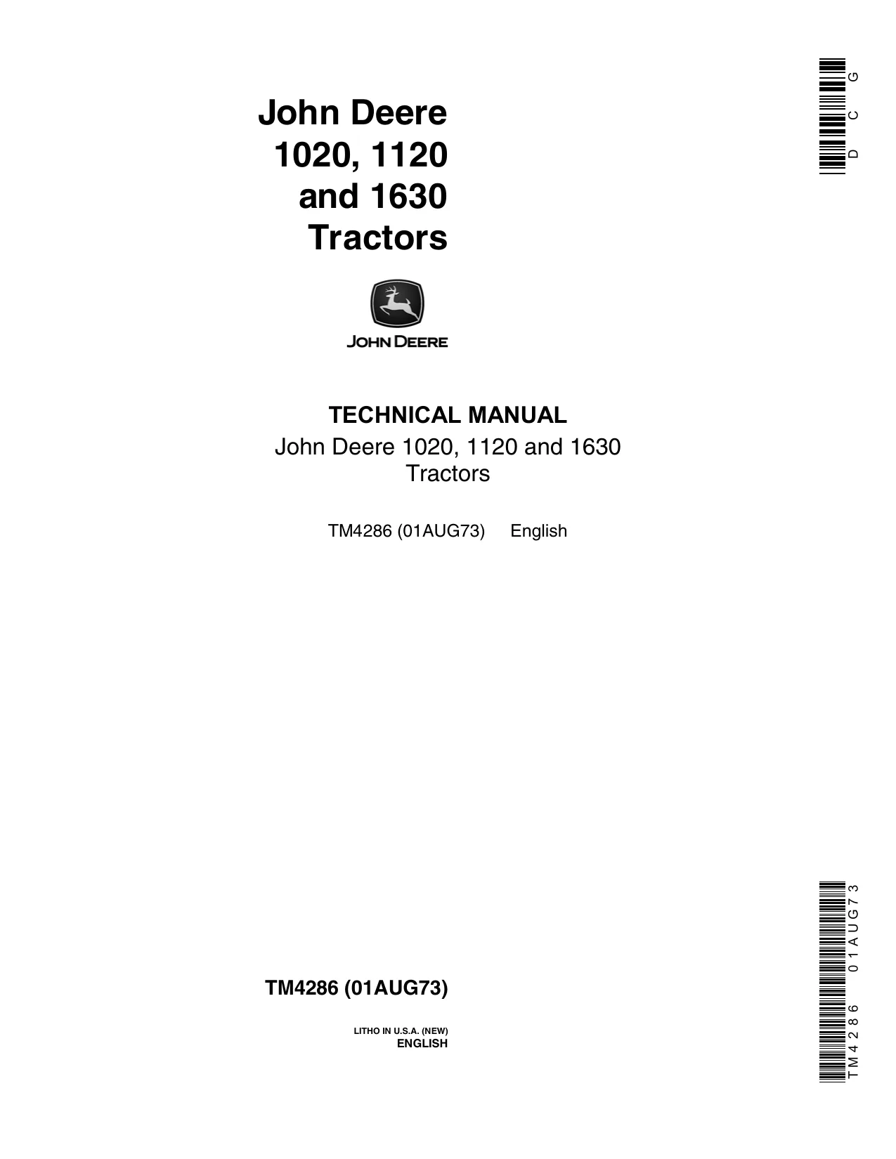 John Deere 1020, 1120, 1630 Tractors Technical Manual