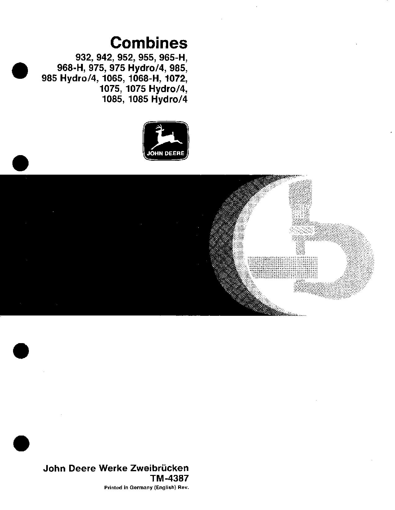 John Deere Combines Technical Manual