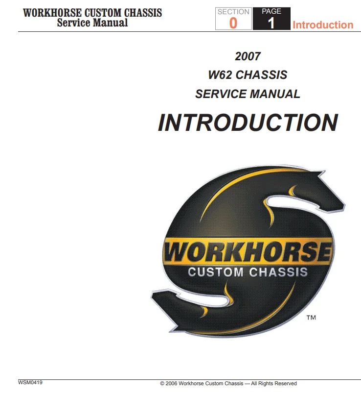 2007-2009 Workhorse W62 Series Service Repair Manual