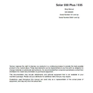 Deawoo Doosan Solar 030 Plus & Solar 035 Excavator Service Manual