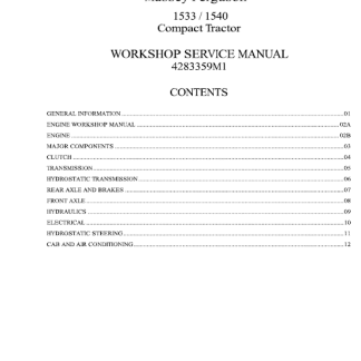 Massey Ferguson 1533 , 1540 Compact Tractor Service Manual