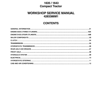 Massey Ferguson 1635, 1643 Compact Tractor Service Manual