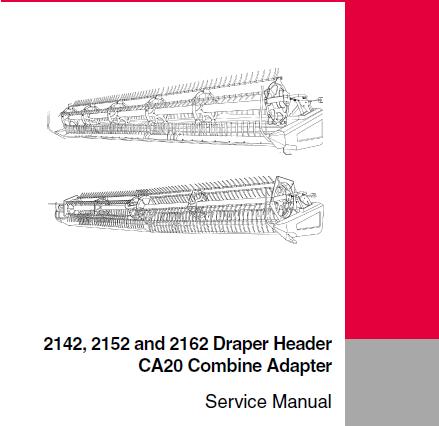 Case IH 2142, 2152 and 2162 Draper Header , CA20 Combine Adapter Service Manual