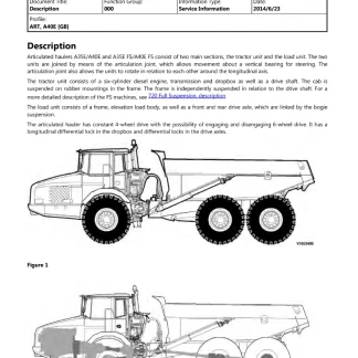 VOLVO A40E Articulated Dump Truck Service Manual