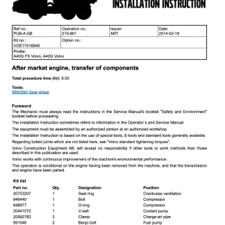 Volvo A35G A40G Articulated HAULER Service Manual