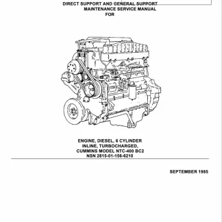 Cummins Engine Diesel Model NTC-400 BC2 Service Manual